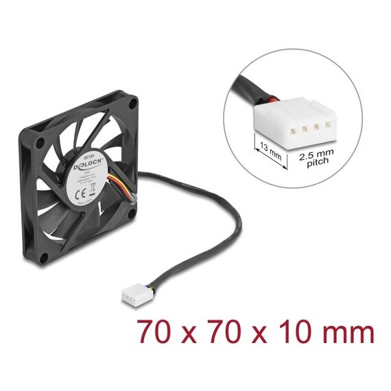 DeLOCK 67315 Computerkühlsystem Computergehäuse Ventilator 7 cm Schwarz 1 Stück(e), 3 image