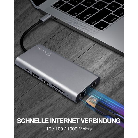 ICY BOX IB-DK4050-CPD, 12 in 1 USB Type-C® Notebook DockingStationk 2x HDMI 4K60Hz, 1x DP 4k60Hz, 3 image