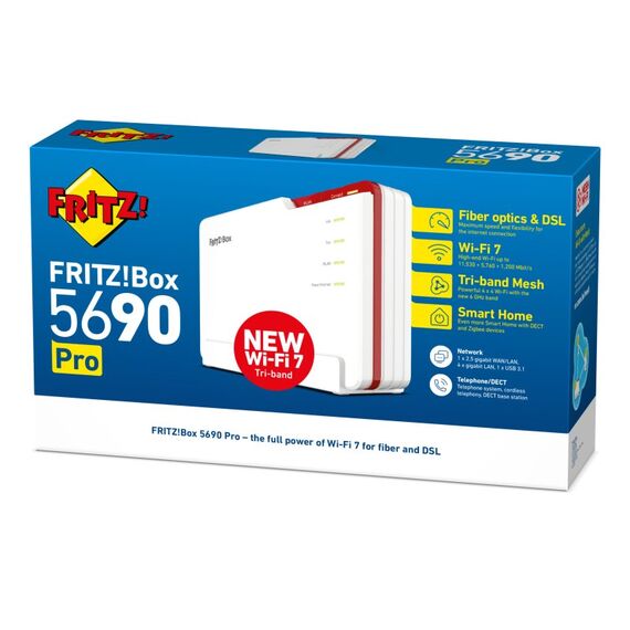 Box FRITZ! 5690 Pro International WLAN-Router 2.5 Gigabit Ethernet Tri-Band (2,4 GHz/5 GHz/6 GHz) Weiß, 5 image