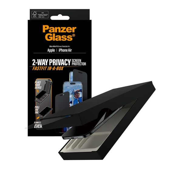 PanzerGlass ® 2-Way Privacy Displayschutz iPhone Air | Ultra-Wide Fit m. Fastfit in-a-box, 6 image