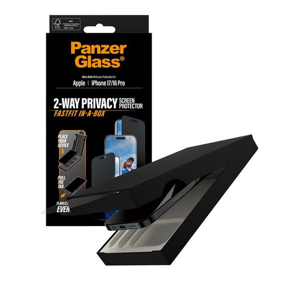 PanzerGlass ® 2-Way Privacy Displayschutz iPhone 17 | iPhone 16 Pro | Ultra-Wide Fit m. Fastfit in-a-box, 6 image