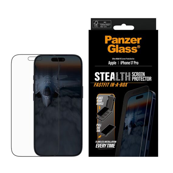PanzerGlass ® Stealth Displayschutz iPhone 17 Pro | Ultra-Wide Fit m. Fastfit in-a-box, 2 image