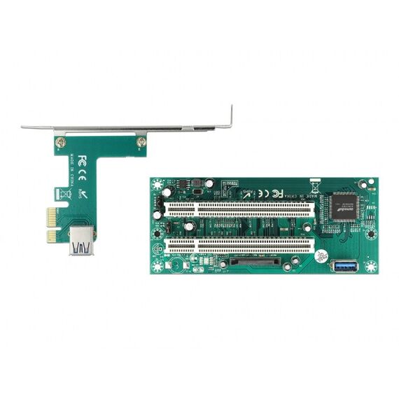 DeLOCK Riser Karte PCI Express x1 zu 2 x PCI 32 Bit Slot mit 60 cm Kabel