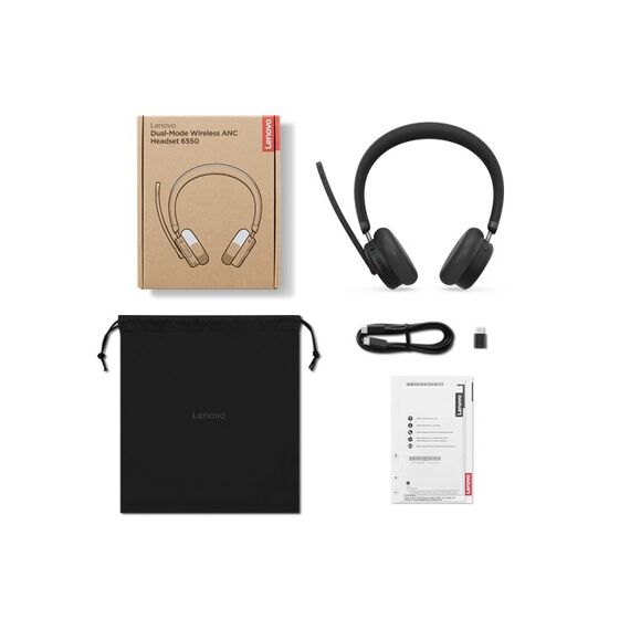 Lenovo 6550 Kopfhörer Kabellos Kopfband Büro/Callcenter USB Typ-C Bluetooth Schwarz, 6 image