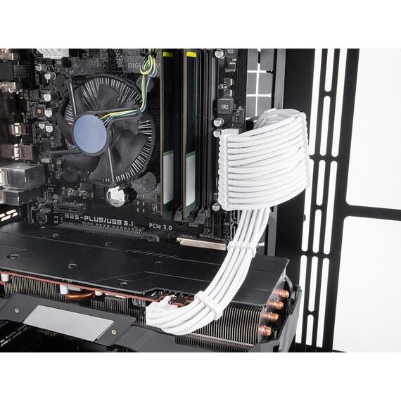 DeLOCK PSU Verlängerungskabel Set 30 cm 5-teilig Sleeved mit Kabelkämmen (1 x 24 Pin ATX, 1 x 12 + 4 Pin 12VHPWR PCIe 5.0, 1 x 4 + 4 Pin EPS, 2 x 6 + 2 Pin PCIe) weiß, 3 image