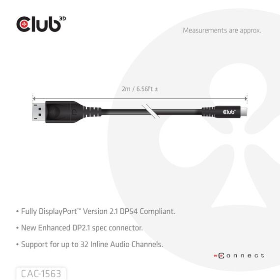 CLUB3D CAC-1563 USB-C® to DisplayPort™ 2.1 DP54 Bi-Directional Cable 8K120Hz 2m / 6.6ft, 4 image