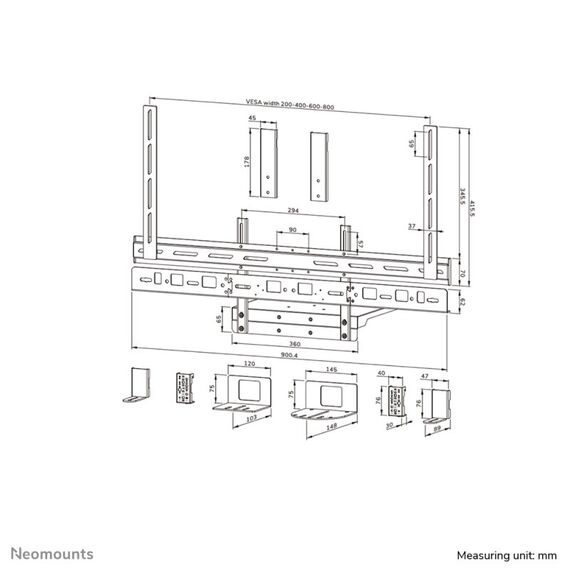 Neomounts AV60-500BL Videobar- und Laptop-Ablage-Kit 43-110" - VESA - max 8 kg - universal, 10 image