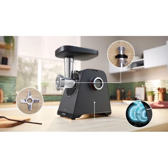 Bosch Serie 4 MFWS440B Fleischwolf 1900 W Schwarz, Silber, 3 image