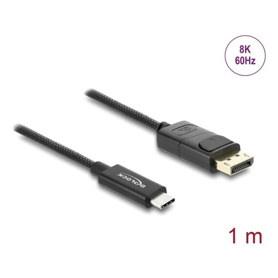 DeLOCK Koaxiales USB Type-C zu DisplayPort Kabel (DP Alt Mode) 4K 60 Hz mit Geflechtmantel 1 m, 2 image