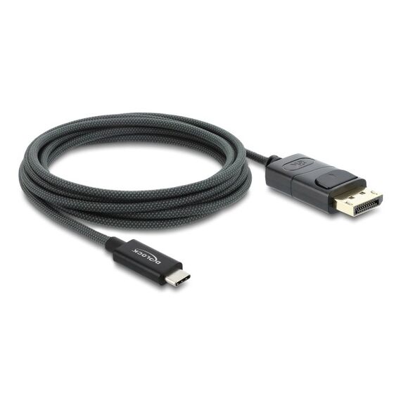 DeLOCK Koaxiales USB Type-C zu DisplayPort Kabel (DP Alt Mode) 4K 60 Hz mit Geflechtmantel 2 m