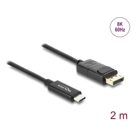 DeLOCK Koaxiales USB Type-C zu DisplayPort Kabel (DP Alt Mode) 4K 60 Hz mit Geflechtmantel 2 m, 2 image