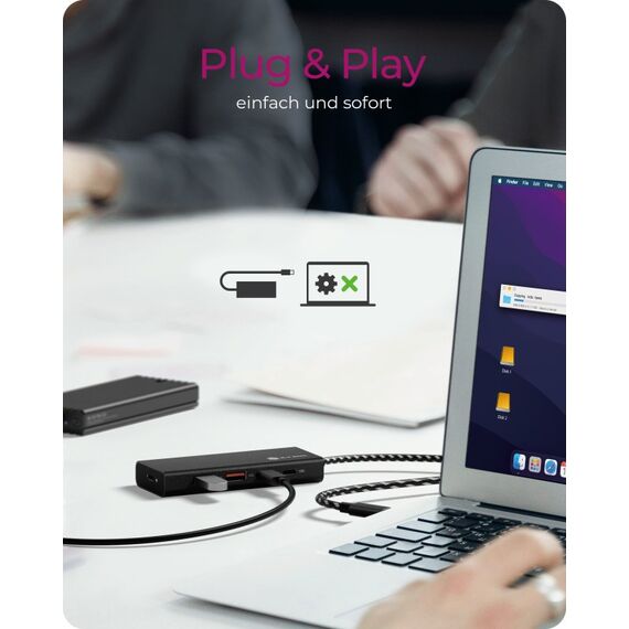 ICY BOX IB-HUB1436-CPD, USB 3.2 Gen 2 Hub, 1x Type-C® zu 2x Type-C® und 2x Type-A USB Anschlüssen 10 Gbit/S und Power Delivery bis zu 100 W, schwarz, 4 image