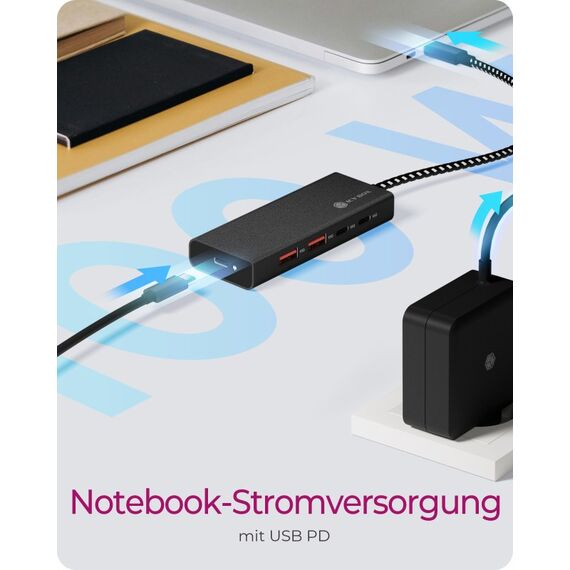 ICY BOX IB-HUB1436-CPD, USB 3.2 Gen 2 Hub, 1x Type-C® zu 2x Type-C® und 2x Type-A USB Anschlüssen 10 Gbit/S und Power Delivery bis zu 100 W, schwarz, 5 image