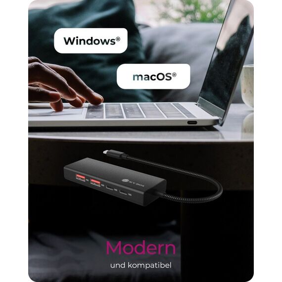 ICY BOX IB-HUB1436-CPD, USB 3.2 Gen 2 Hub, 1x Type-C® zu 2x Type-C® und 2x Type-A USB Anschlüssen 10 Gbit/S und Power Delivery bis zu 100 W, schwarz, 6 image