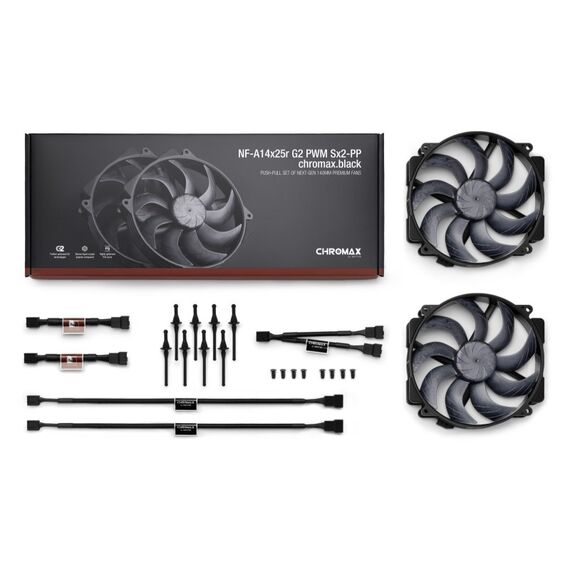 Noctua NF-A14X25R G2PWM SX2 CHBK Computergehäuse Ventilator 14 cm Schwarz 2 Stück(e), 6 image