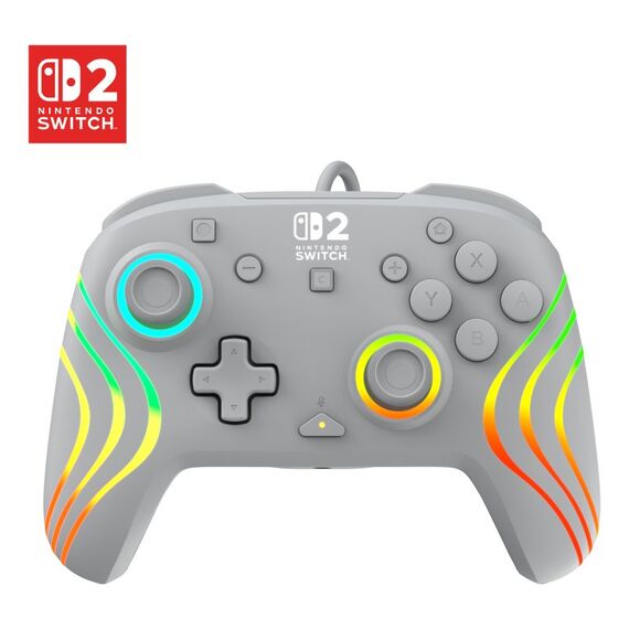 Turtle Beach Afterglow Wave Grau Kabelgebundener RGB-Gaming-Controller Offiziell lizenziert für Nintendo Switch 2, Farbe: Grau