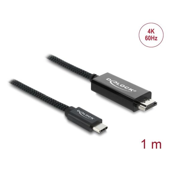 DeLOCK Koaxiales USB Type-C zu HDMI Kabel (DP Alt Mode) 4K 60 Hz mit Geflechtmantel 1 m, 2 image