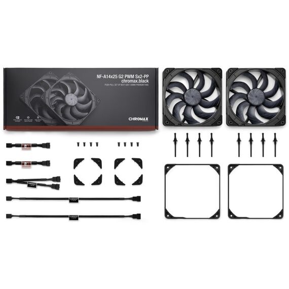 Noctua NF-A14X25 G2 PWM SX2-PP CHROMAX.BLACK Computerkühlsystem Computergehäuse Ventilator 14 cm Schwarz 2 Stück(e), 7 image