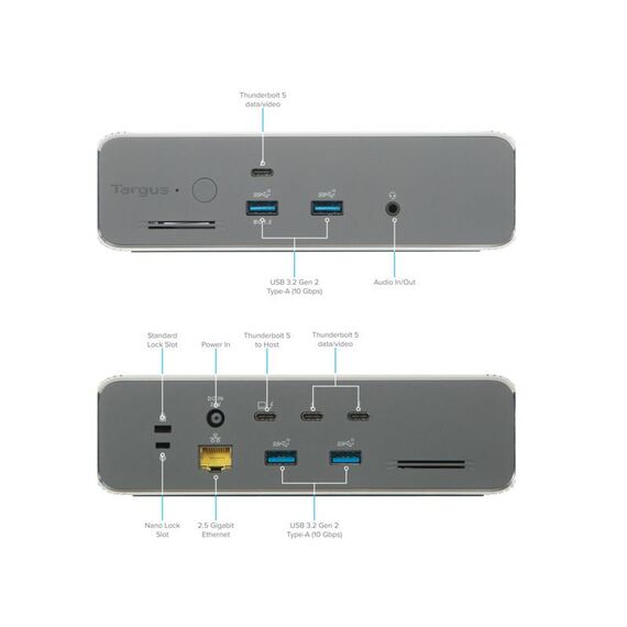 Targus DOCK230EUZ laptop-dockingstation & portreplikator Kabelgebunden Thunderbolt 5 Silber, 3 image
