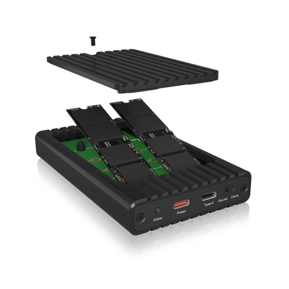 ICY BOX IB-2817MCL-C31, 2-fach M.2 PCIe NVMe CloneStation & DockingStation, USB 3.2 Gen 2 Type-C®/A, für 22x30/42/60/80 mm, Aluminium, schwarz, 7 image
