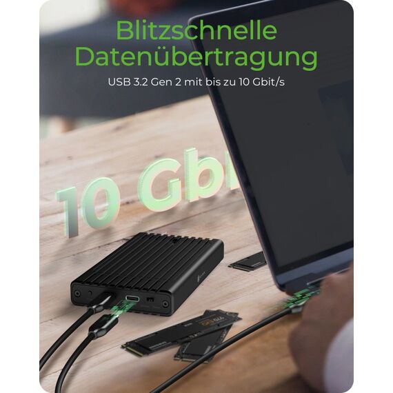 ICY BOX IB-2817MCL-C31, 2-fach M.2 PCIe NVMe CloneStation & DockingStation, USB 3.2 Gen 2 Type-C®/A, für 22x30/42/60/80 mm, Aluminium, schwarz, 8 image