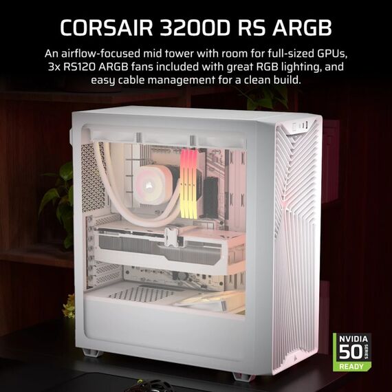 Corsair Midi Tower 3200D RS ARGB PC Case Weiß, 2 image