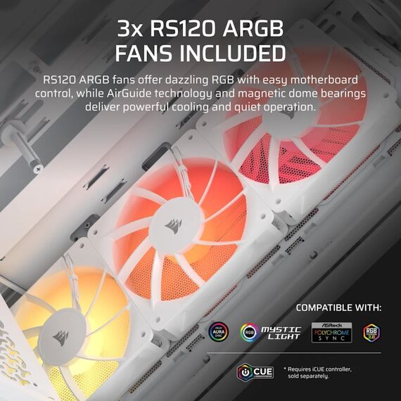 Corsair Midi Tower 3200D RS ARGB PC Case Weiß, 4 image
