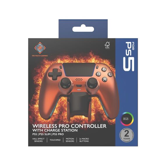 Deltaco Gaming GAM-199-ORANGECOPPER Gaming-Controller Orange, Bronze Bluetooth/USB Gamepad PlayStation 5, PC, Android, iOS, 4 image
