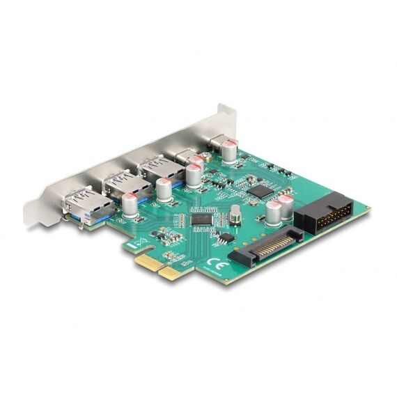 DeLOCK USB 5 Gbps PCI Express x1 Karte zu 3 x extern Typ-A + 2 x extern USB Type-C Buchse und 1 x intern 19 Pin USB Pfostenstecker, 2 image