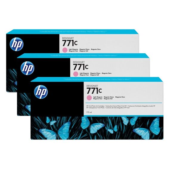 HP 771C 3er-Pack Magenta hell DesignJet Druckerpatronen, 775 ml