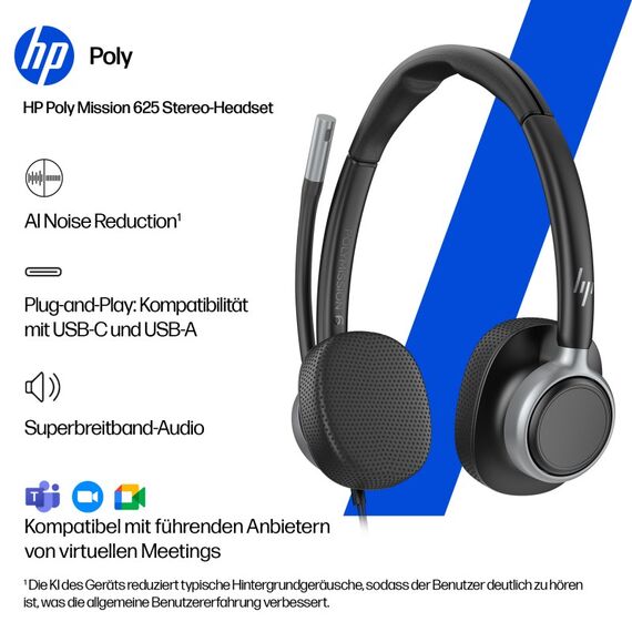 HP Poly Mission 625 kabelgebundenes Stereo-USB-Headset (unverpackt), 5 image