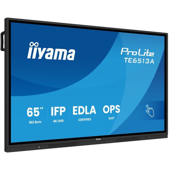 iiyama TE6513A-B2AG Signage-Display Interaktiver Flachbildschirm 163,8 cm (64.5") WLAN 500 cd/m² 4K Ultra HD Schwarz Touchscreen Eingebauter Prozessor Android 24/7