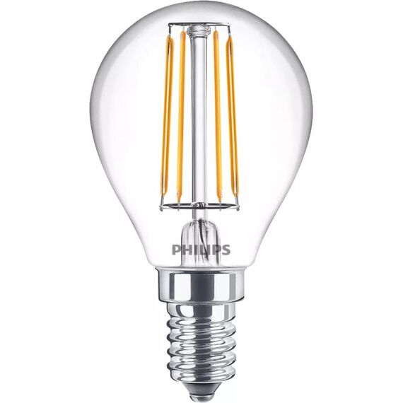 Philips Filament-Kerzenlampe, P45 E14, transparent, 40 W