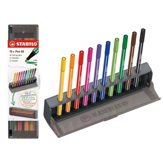 STABILO 6810-7 Filzstift Medium Orange, Braun, Violett, Schwarz, Ultramarine, Karmin, Gelb, Pink, Grün, Hellgrün 10 Stück(e)