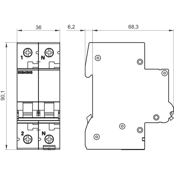 Siemens LS-SCHALTER 6KA 1+N-POL C16, 6 image