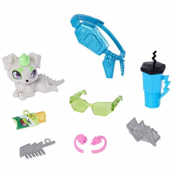 Monster High Frankie Stein-Modepuppe in schwarzem Kunstlederrock mit Tier Watzie und 7 Zubehörteilen, 4 image