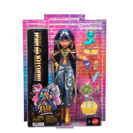 Monster High Cleo de Nile-Modepuppe in Cargohose mit Tier Hissette und 7 Zubehörteilen, 5 image