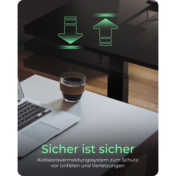 ICY BOX IB-EW122B-TT, Elektrisch höhenverstellbarer Tisch, Tischplatte 140x70 cm, Höhe 63-128cm, 6 image