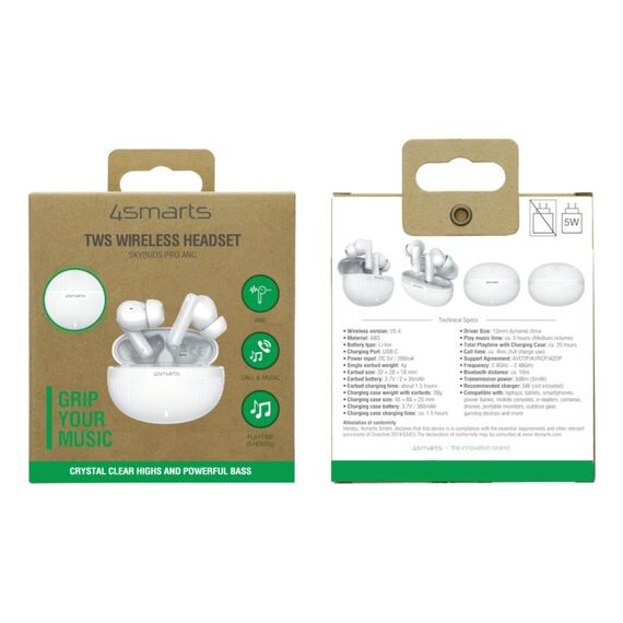 4smarts SkyBuds Pro ANC Kopfhörer True Wireless Stereo (TWS) im Ohr Anrufe/Musik/Sport/Alltag Bluetooth Weiß, Farbe: Weiß, 13 image
