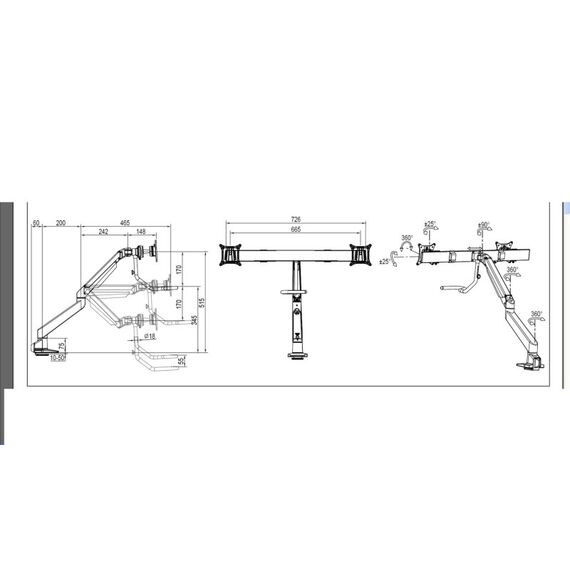 Multibrackets 6355 Flachbildschirm-Tischhalterung 71,1 cm (28") Tisch/Bank Schwarz, 11 image