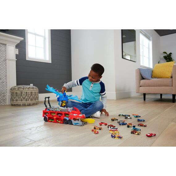 Hot Wheels City ultimativer 2-in-1 Drachentransporter und 2 Spielzeugautos im Maßstab 1:64, 7 image