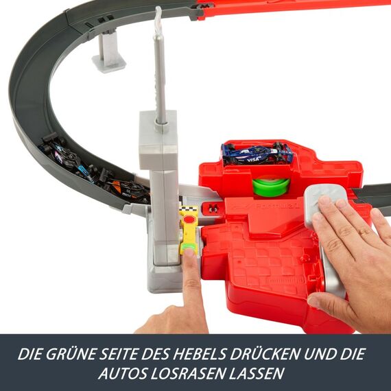 Hot Wheels Racing Formel 1 Rennstrecke-Trackset mit 3 Die-Cast Spielzeugautos im Maßstab 1:64, 9 image