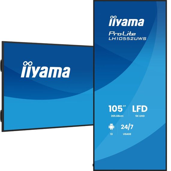iiyama LH10552UWS-B1AG Signage-Display Kiosk-Design 2,66 m (104.6") LCD WLAN 500 cd/m² UltraWide 5K HD Schwarz Eingebauter Prozessor Android 24/7, 7 image
