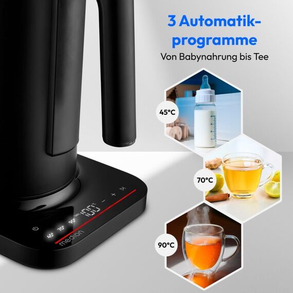 MEDION MD 12106 Wasserkocher 1,5 l 2200 W Schwarz, Farbe: Schwarz, 9 image