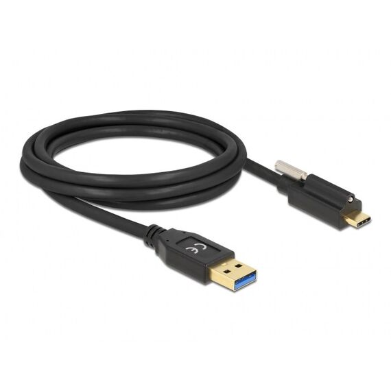 DeLOCK SuperSpeed USB (USB 3.2 Gen 2) Kabel Typ-A Stecker zu USB Type-C Stecker mit Schraube oben 2 m
