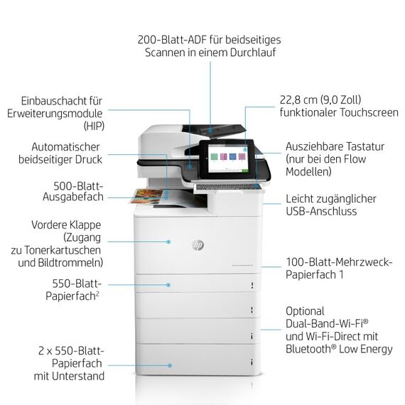 HP Color LaserJet Enterprise Flow LaserJet Enterprise Flow M776z Wireless Multifunction Farbe Drucker, Kopierer, Scanner; Duplex, 7 image