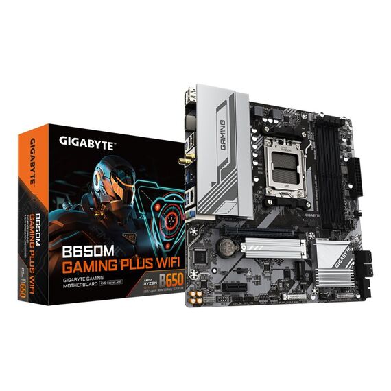 GIGABYTE B650M GAMING PLUS WIFI Mainboard – AMD Ryzen 9000 CPUs, 5+2+2 Phasen VRM, bis zu 8000 MHz DDR5, 2xPCIe 4.0 M.2, 2.5GbE LAN, WIFI 6E, USB 3.2 Gen 1
