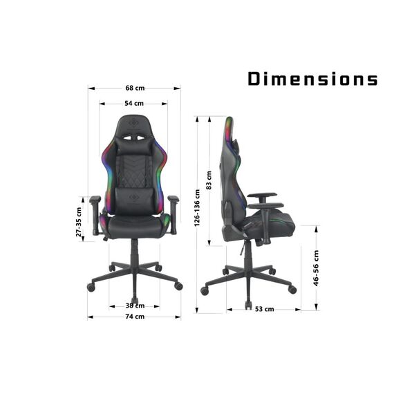 Deltaco Gaming GAM-080 Videospiel-Stuhl Universal-Gamingstuhl Gepolsterter, ausgestopfter Sitz Schwarz, 9 image