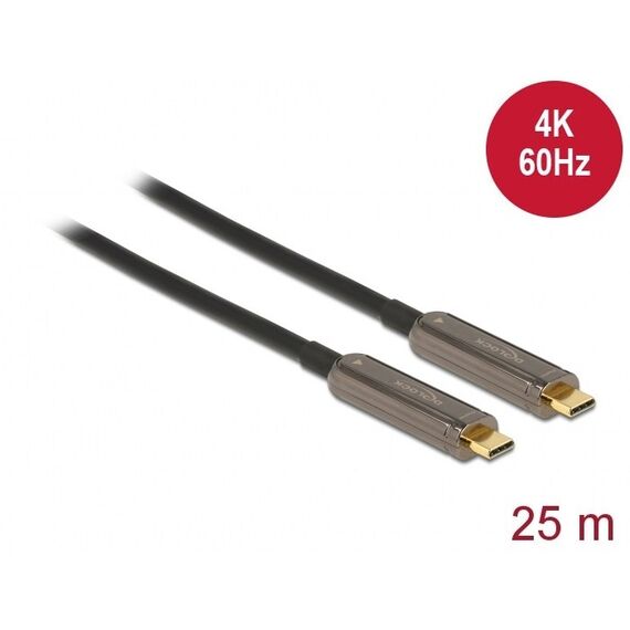 DeLOCK Aktives Optisches USB-C Video Kabel 4K 60 Hz 25 m, Länge: 25 m