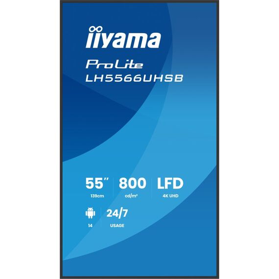 iiyama LH5566UHSB-B1AG Signage-Display Digital Signage Flachbildschirm 139,7 cm (55") LCD WLAN 800 cd/m² 4K Ultra HD Schwarz Eingebauter Prozessor Android 24/7, 2 image